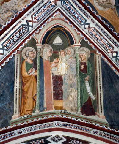 Præsentation i templet Den Hellige Familie foran Symeon af Sienese School