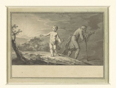 Det nye og det gamle år: en dreng og en gammel mand i et landskab af Sigmund Ferdinand Ritter von Perger