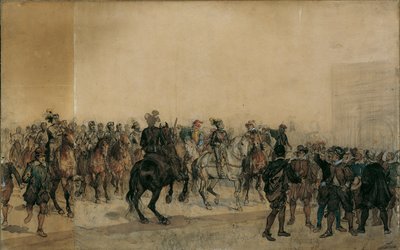 Ankomsten af ​​cuirassiers Henri Duval greve af Dampierres i slotsgården af Sigmund L