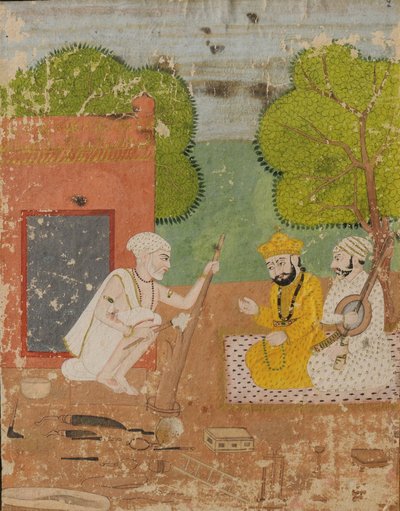 Guru Nanak med Mardana i huset til Bhai Lalu af Sikh School