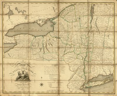 Et kort over staten New York. LOC 74696138 af Simeon De Witt