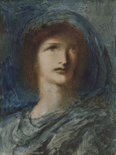 Hoved af en ung pige (wc, pen og blæk på papir) af Simeon Solomon