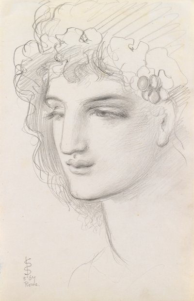 Studie af et kranset hoved, 1867 af Simeon Solomon