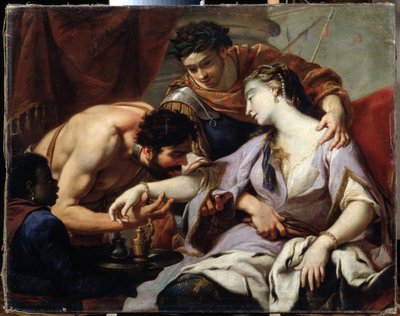 Dronning og Slave. Maleri fra Simon Vouets skole (1590-1649). Olie på lærred af Simon (circle of) Vouet