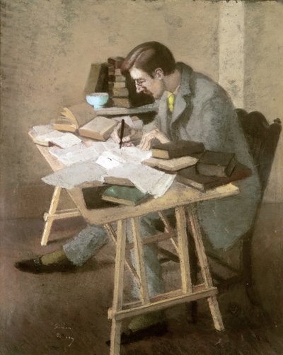 Portræt af Lytton Strachey (pastel på papir) af Simon Albert Bussy