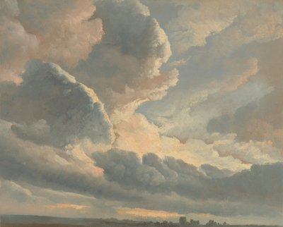 Undersøgelse af skyer med solnedgang nær Rom af Simon Alexandre Clément Denis