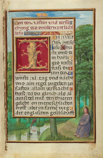 Rand mit Christus in der Wüste af Simon Bening