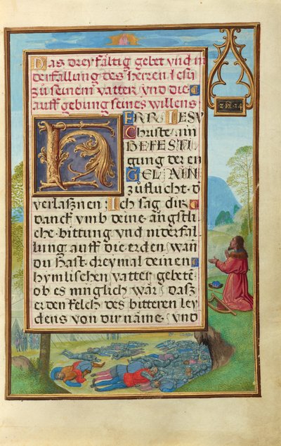Rand mit David, der Gott anfleht, die Pest zu beenden af Simon Bening