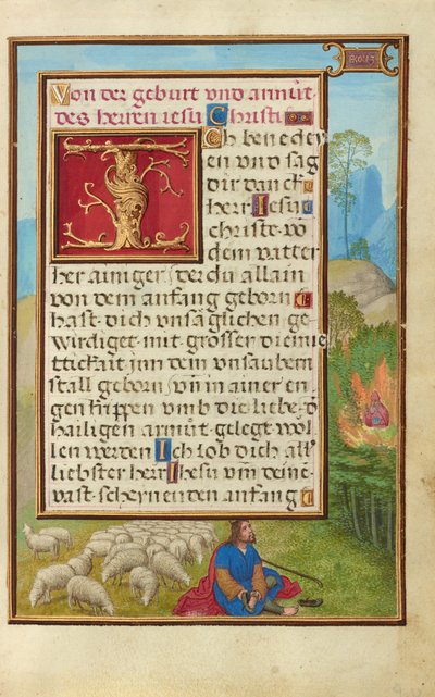 Rand mit Moses und dem brennenden Busch af Simon Bening
