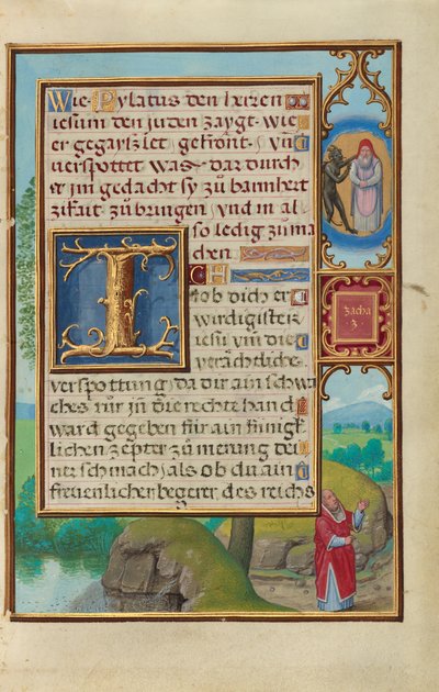 Rand mit der Vision des Hohenpriesters und des Teufels von Sacharja af Simon Bening