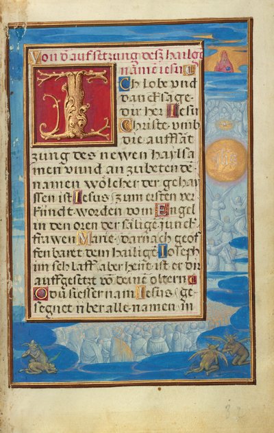 Rand mit der Anbetung des Namens Jesu af Simon Bening