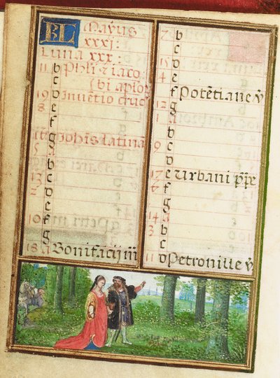 Folio fra en miniaturebog med timer, brug af Rom, Brugge af Simon Bening