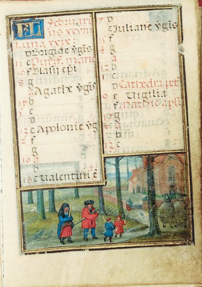 Folio fra en miniaturebog med timer, brug af Rom, Brugge, 1530-35 af Simon Bening