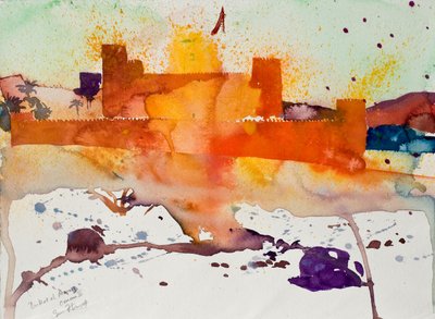Birkat al Marez, Oman II, 2004 (akvarel) af Simon Fletcher
