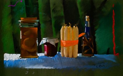 Jul, figner i brandy, 2000 (pastel) af Simon Fletcher