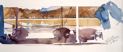 Dock Wall Amanohashidate, 2000 (akvarel) af Simon Fletcher