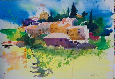 Fouzilhon, 2009 (akvarel) af Simon Fletcher
