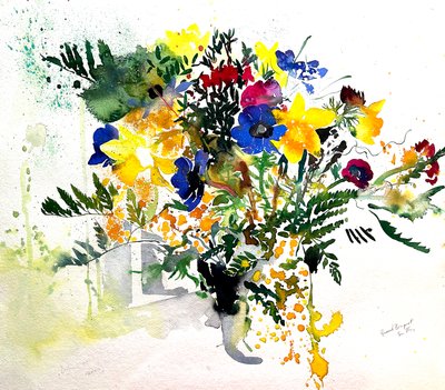 Grand Bouquet, 2005 (akvarel) af Simon Fletcher