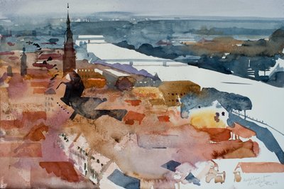 Heidelberg fra slottet, 2006 (akvarel) af Simon Fletcher