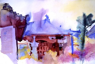 Jodo Shai Kyoto, 2000 (akvarel) af Simon Fletcher