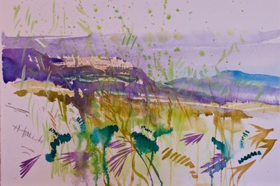 Montalcino (akvarel på papir) af Simon Fletcher