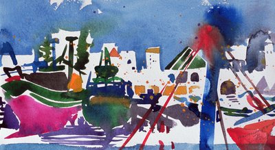 Moroccan Port (akvarel på papir) af Simon Fletcher