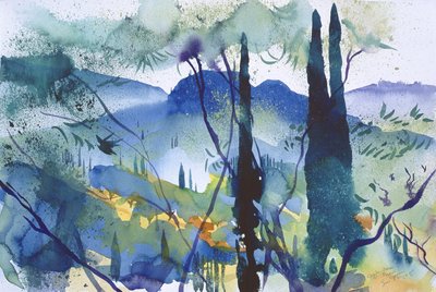 Nær Pagoi, Korfu, 2005 (akvarel) af Simon Fletcher