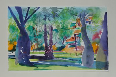 Painters at the Mamounia, 2010 (akvarel på papir) af Simon Fletcher