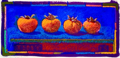Persimmons, 2015 (pastel på papir) af Simon Fletcher