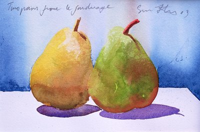 Two Pears from the Jardinage, 2003 (akvarel på papir) af Simon Fletcher