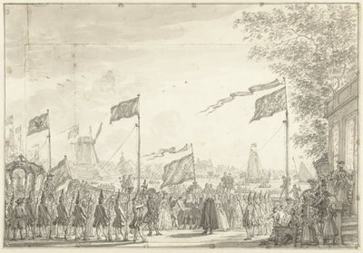 Farvel til Willem V og hans kone på Buitenamstel, 1768 af Simon Fokke