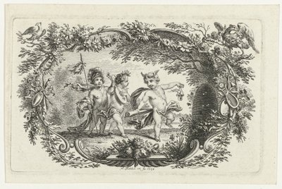 Tre putti ved en bikube af Simon Fokke