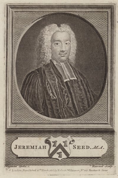 Jeremiah Seed, engelsk præst og akademiker (gravering) af Simon Francois (after) Ravenet