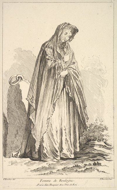 Woman of Boulogne, fra Samling af forskellige udenlandske figurer Opfundet af F. Bo..., 1700-tallet. af Simon Francois Ravenet