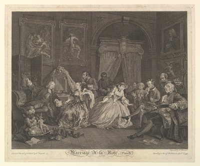 Ægteskab A-la-Mode, Tavle IV, 1. april 1745. af Simon Francois Ravenet