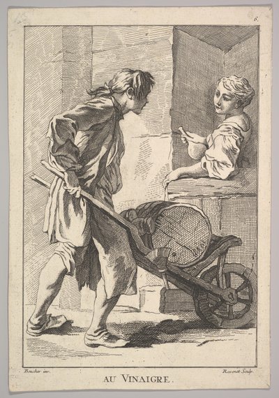 Omvendt kopi af Au Vinaigre Eddike, fra Le Cris de Paris The Cries of Paris..., 1700-tallet. af Simon Francois Ravenet