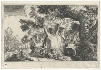 Boslandschap mødte Hagar en Ismaël Sydeuropæisk landskab (serietitel) Topografi af forskellige regioner (serietitel) af Simon Frisius