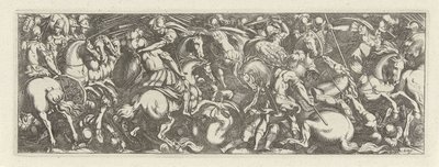 Gevecht mellem kavaleristen og infanterist Cavalry (serietitel) Faecvnda hvad er den elskede af Phaebus og den taknemmelige Florentia til mænd af ivrig geni, nok er vist af pvgnas, enthea ved kraften af ​​de bryster, som Mercury udskårne den garvede klient af Simon Frisius
