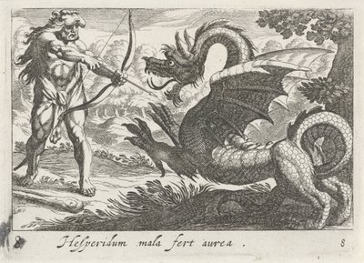Herkules dræber dragen Ladon af Simon Frisius