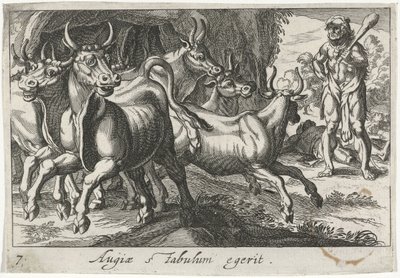 Hercules hoedt de kudde van Geryon (titel på objekt) Herculische temaer (serietitel) af Simon Frisius