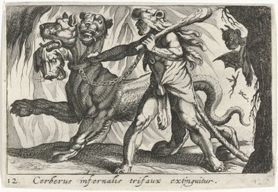 Herkules fanger Kerberos af Simon Frisius