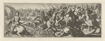 Veldslag ved en rivier Cavalry (serietitel) Faecvnda hvad er den elskede af Phaebus og den taknemmelige Florentia til mænd af skarpt geni, nok er vist af pvgnas, enthea af kraften fra brysterne, som Mercury udskårne den garvede klient (serietitel) af Simon Frisius