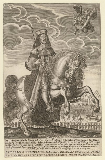 Frederic-Guillaume Ier de Brandebourg - (Frederic Guillaume) Portræt af Frederik Vilhelm (1620-1688), kurfyrst af Brandenburg, hertug af Preussen - Grimm, Simon (aktiv ca. 1680) - 1680 - Kobberstik - 29,4x18,9 - Privat samling af Simon Grimm