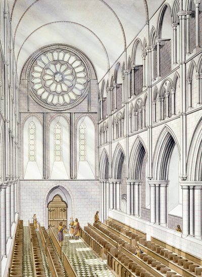 The Church Interior, Byland Abbey (akvarel på papir) af Simon Hayfield