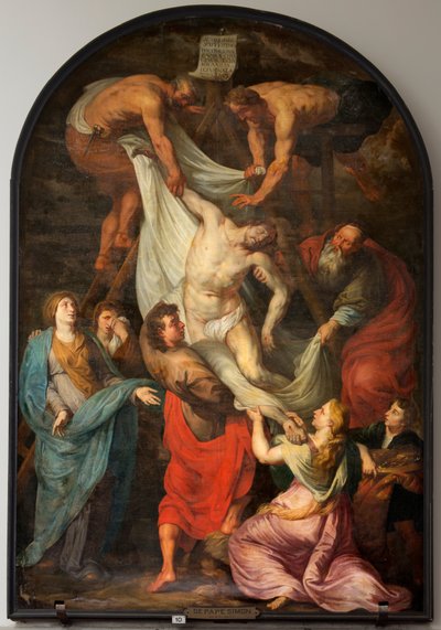 Sognekirke (Sint-Walburgakerk). Maleri "Korsets nedstigning". Simon de Pape. Kopi til PPRubens. Midten af det 17. århundrede. af Simon II de Pape