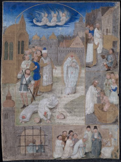 Blad udskåret fra et brev af Charles the Bold og Margaret of York..., ca. 1467-1470. af Simon Marmion