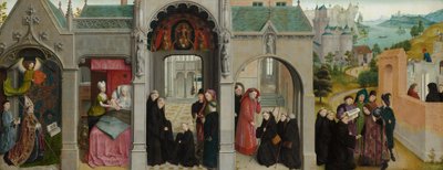 Scener fra Sankt Bertins liv - Bebudelsen med profeter og evangelister af Simon Marmion