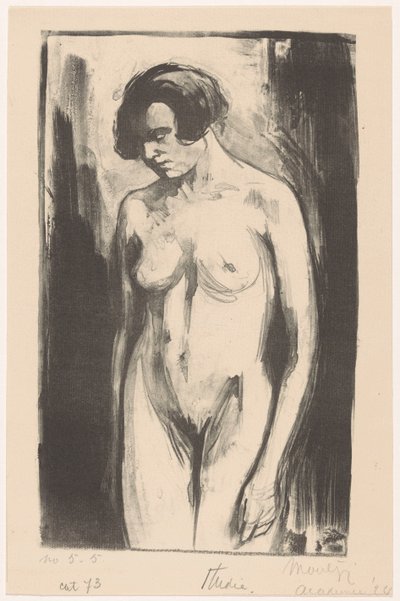 Studie af en stående nøgen kvinde af Simon Moulijn (signed by artist)