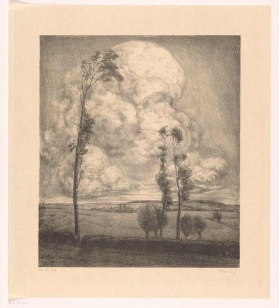 Skyer over bølgende landskab af Simon Moulijn (signed by artist)