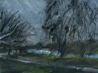 Buccleuch Gardens (akryl, akrylblæk, komprimeret trækul, akvarel og gouache på papir) af Simon Neville